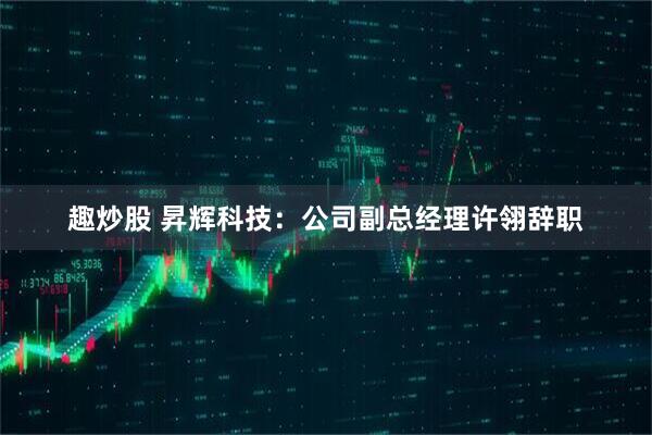 趣炒股 昇辉科技：公司副总经理许翎辞职