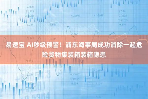 易速宝 AI秒级预警！浦东海事局成功消除一起危险货物集装箱装箱隐患